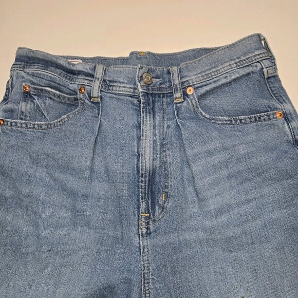 Gap High Rise Wide Leg Trouser Jeans Light Indigo Blue 27 4R Raw Hem 760313-00 - Picture 3 of 13